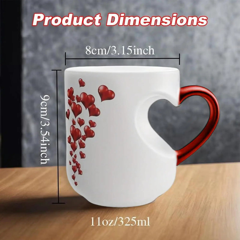Heat Sensitive Color Changing Heart Handle Mug Strange Rare Mate Couple Valentine Day Wedding Coffee Mug Cup Festival Gifts