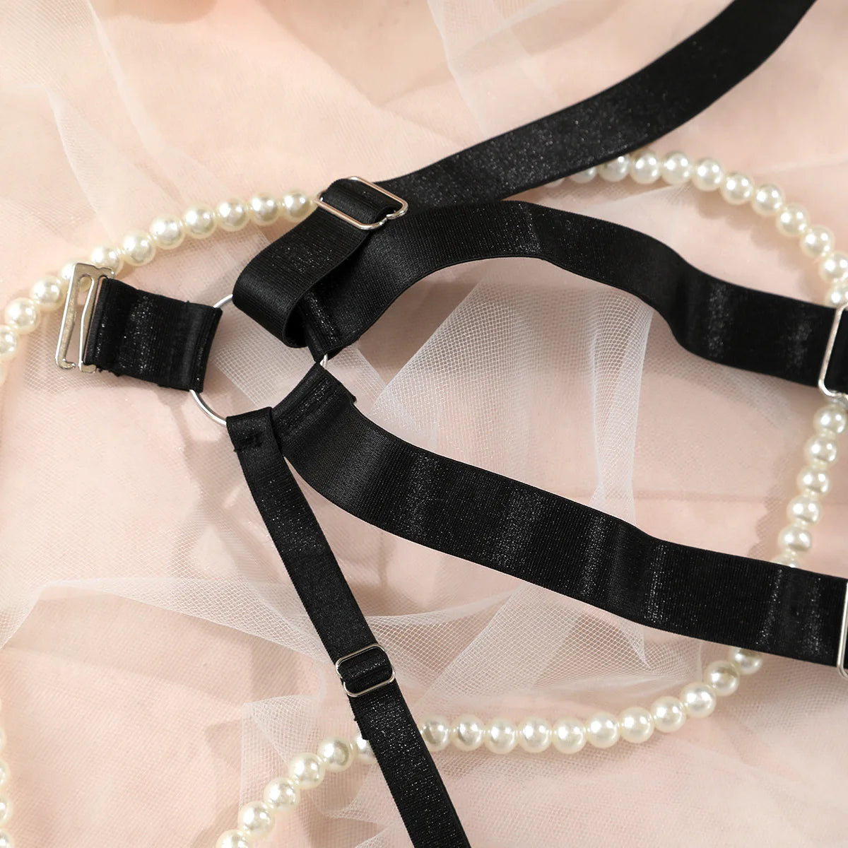 Women's Ribbon Splicing Steel Ring Backless Jumpsuit Underwear Sexy Solid Patchwork Steel Ring Bodysuit Perspective Intimates