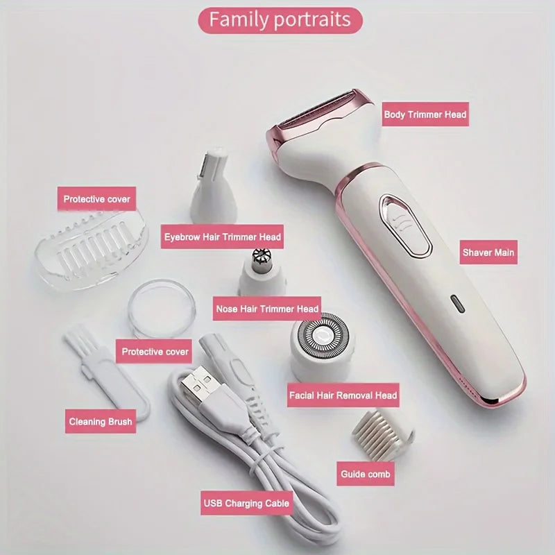 HOMEFISH 4 in 1 Electric Razor for Shaver Lady Shaver Body for Armpit Bikini Arm Leg Face Mustache Portable Painless
