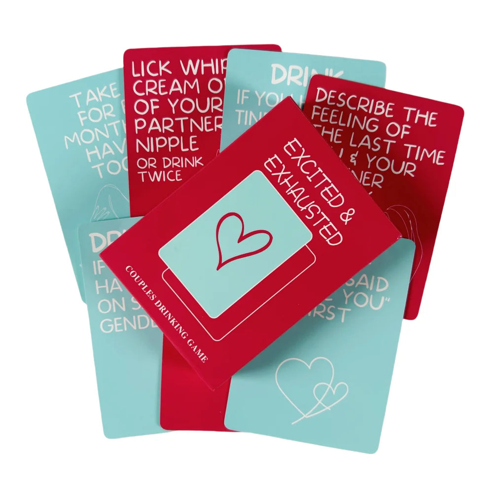 Excited & Exhausted Couples Card Game – Fun Date Night & Party Game for Couples | 50 Challenge & Conversation Cards