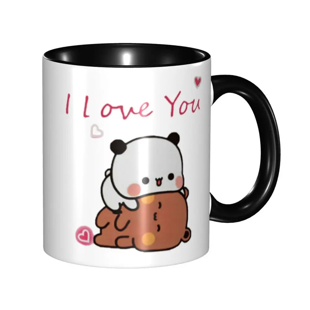 Panda And Brownie Coffee Mug DIY Custom True Love BuBu DuDu Couple Ceramic Mug Cup Creative Present