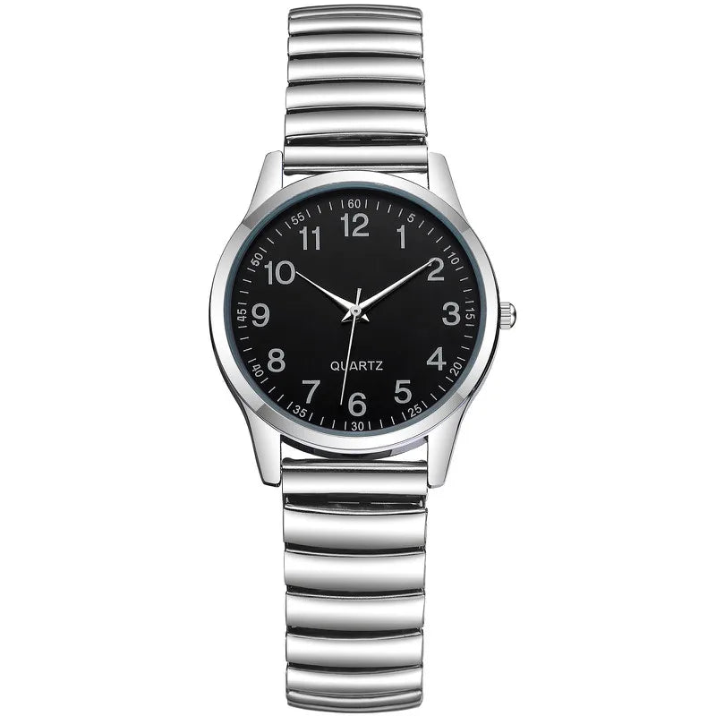 1/2PCS Fashion Couple Watches Simple Arabic Dial Men Quartz Watch Elastic Band Women Wristwatches