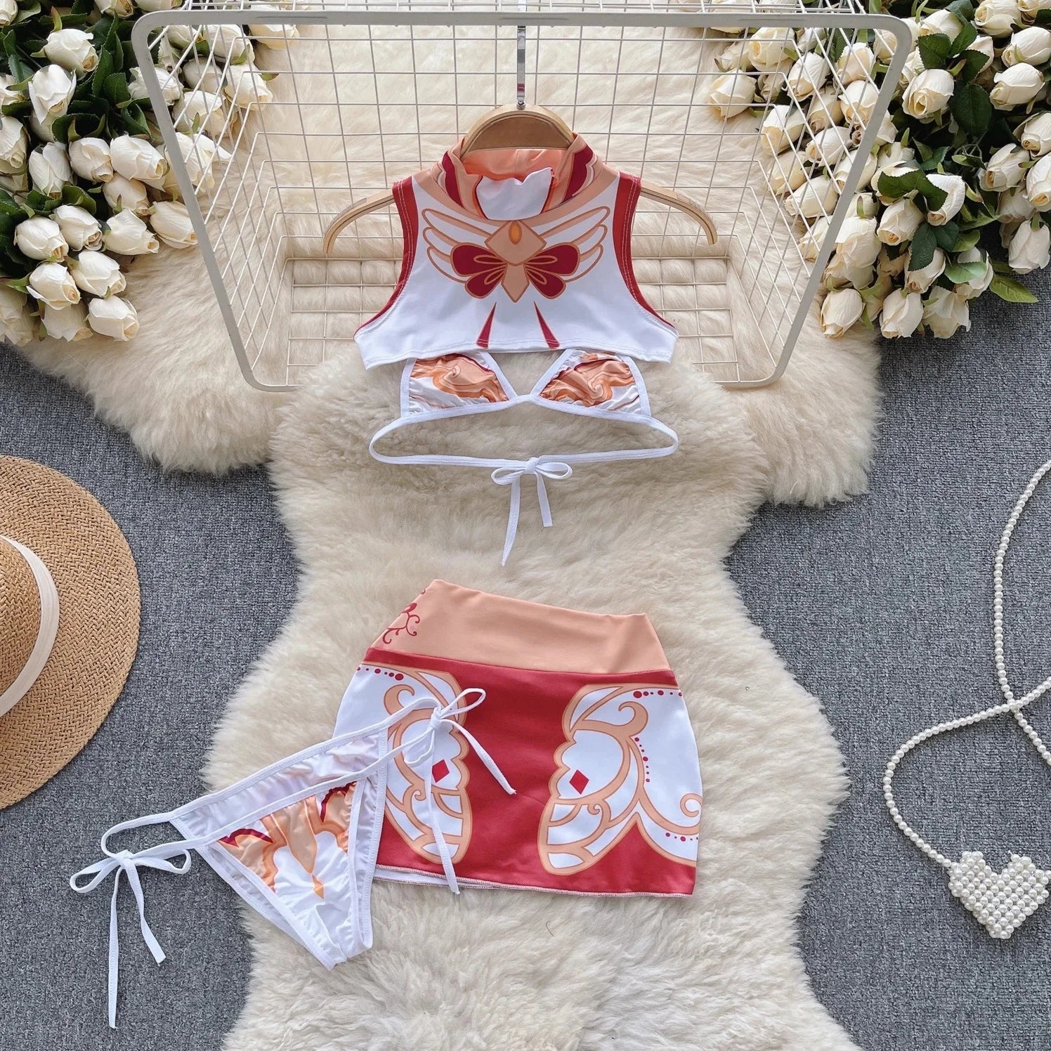 Red Christmas Cosplay Rabbit girl Jumpsuit Sexy Lingerie Belt Women New In Clothing Casual Backless Hollow Out Lace-up Bodysuit