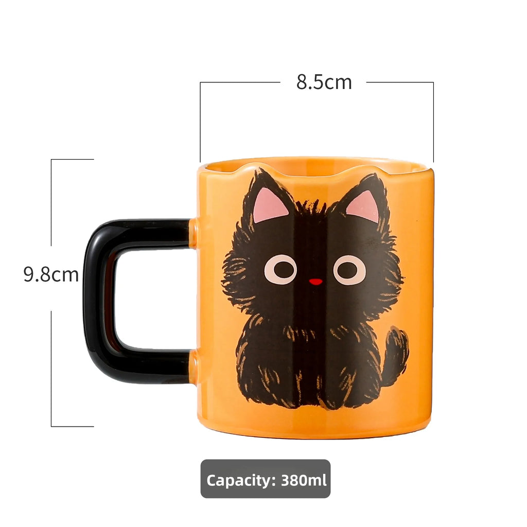 Ceramic  Head Mugs with Spoons Cute Animal Design Drinking Water Cups for Couples Home Office Birthday Gifts
