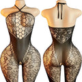 Sexy Crotchless Lingerie Fishnet Bodystocking – Floral Mesh Hollow Body Suit for Women