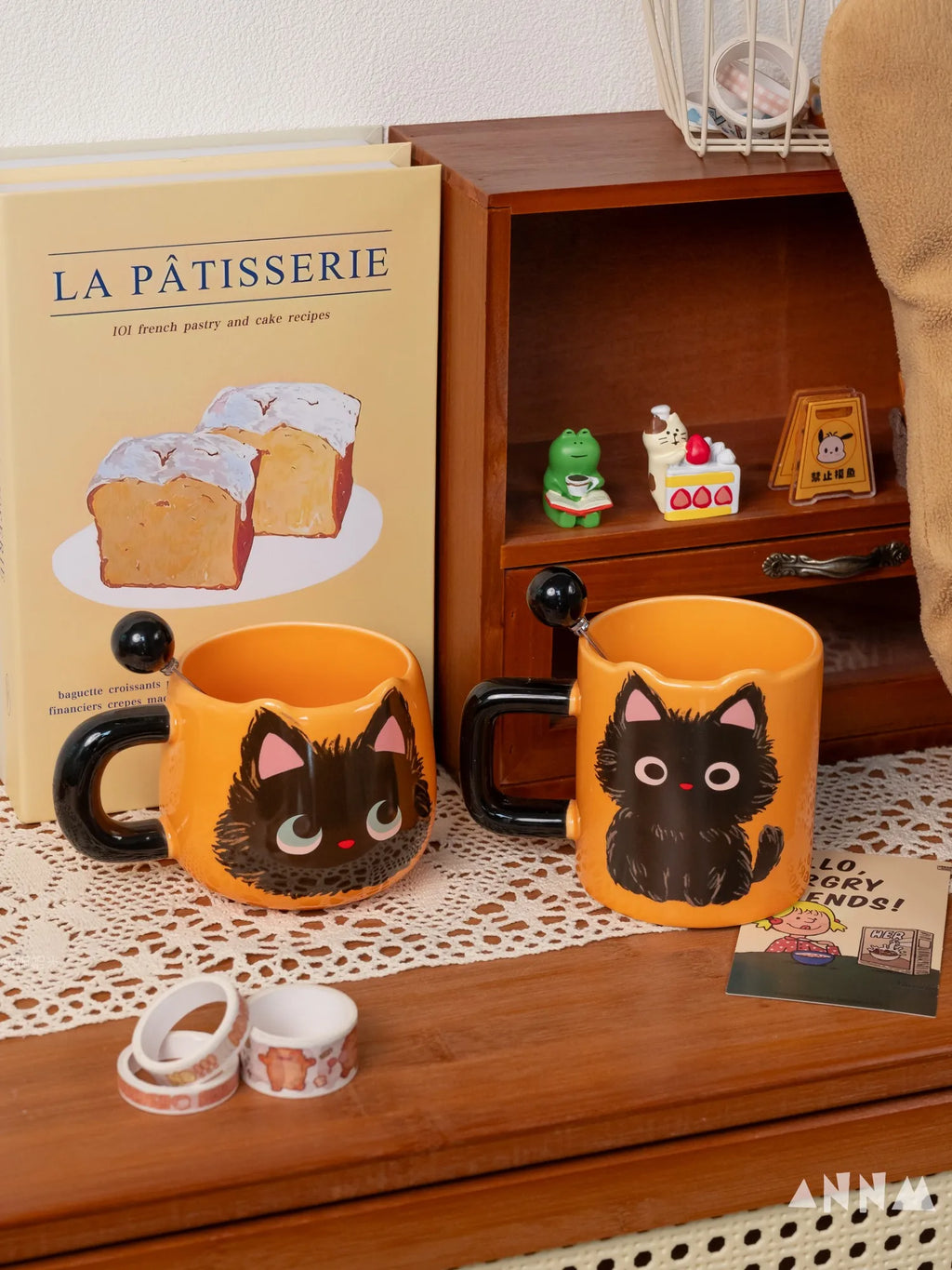 Ceramic  Head Mugs with Spoons Cute Animal Design Drinking Water Cups for Couples Home Office Birthday Gifts