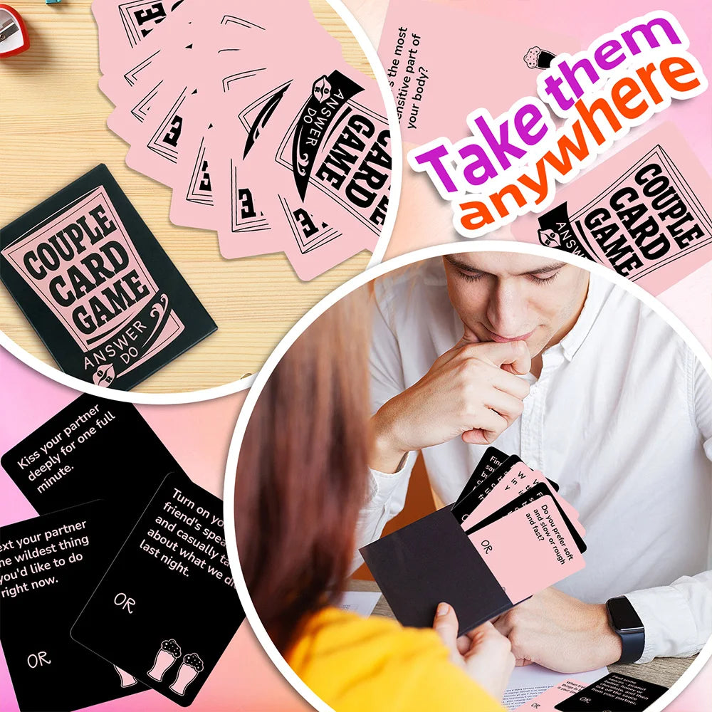Couple Card Game Romantic Truth or Dare Drinking Game for Adults Date Night Activity Anniversary Valentine Gift 50Pcs
