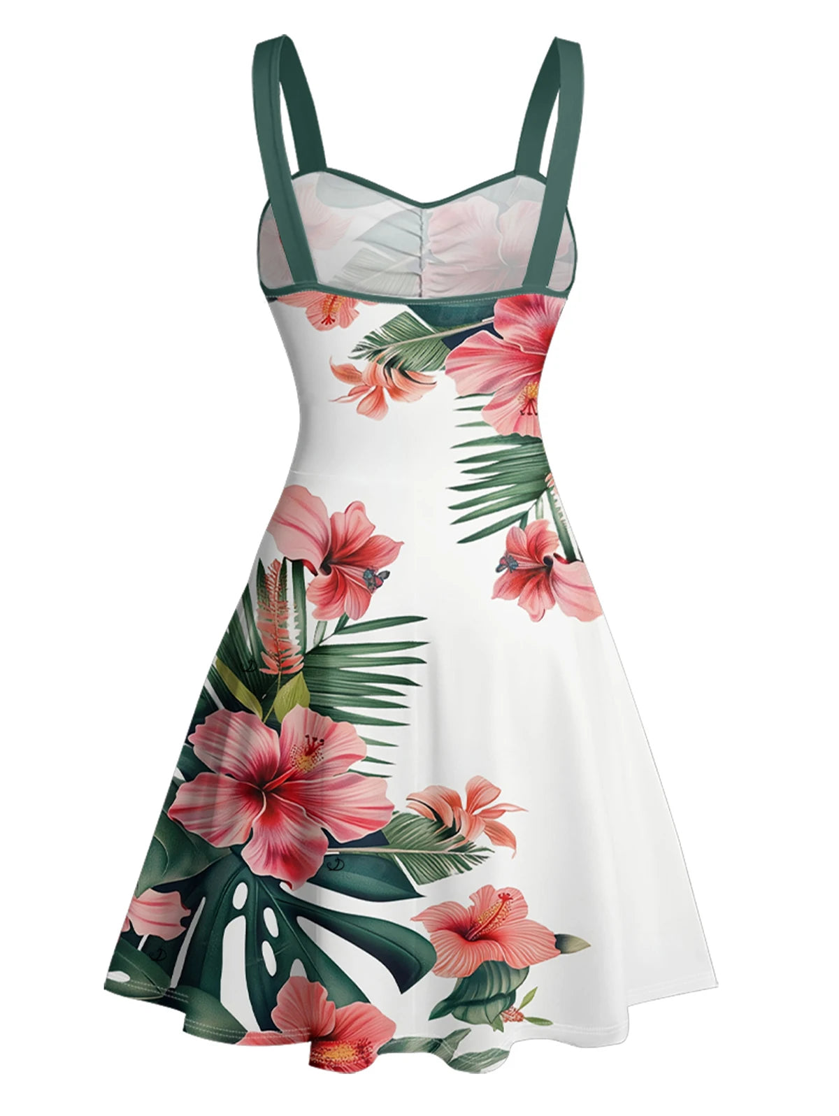 Dressfo Couple Matching set Hawaii Vacation Tropical Flower Print Belted Mini Dress And Short Sleeve Shirt Matching Outfit
