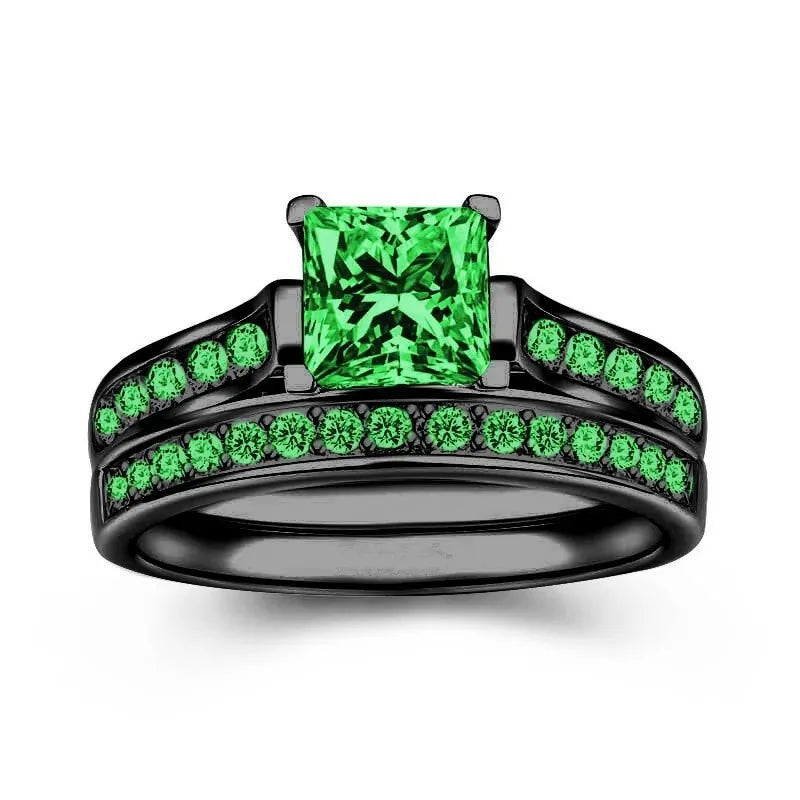 Couple Rings For Women White Rhinestones Zirconia Rings Set Simple CZ Stainless Steel Men Ring Wedding Jewelry For Lover Gifts