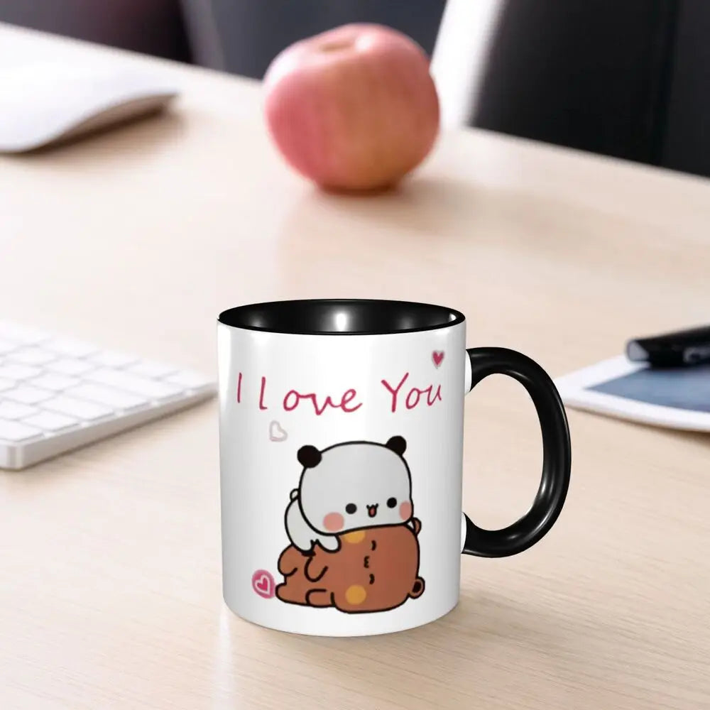 Panda And Brownie Coffee Mug DIY Custom True Love BuBu DuDu Couple Ceramic Mug Cup Creative Present