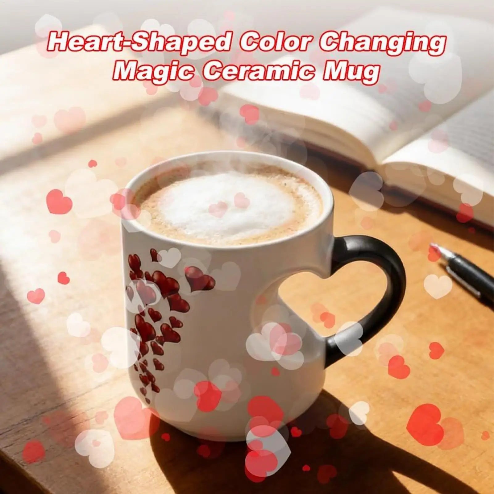 Heat Sensitive Color Changing Heart Handle Mug Strange Rare Mate Couple Valentine Day Wedding Coffee Mug Cup Festival Gifts