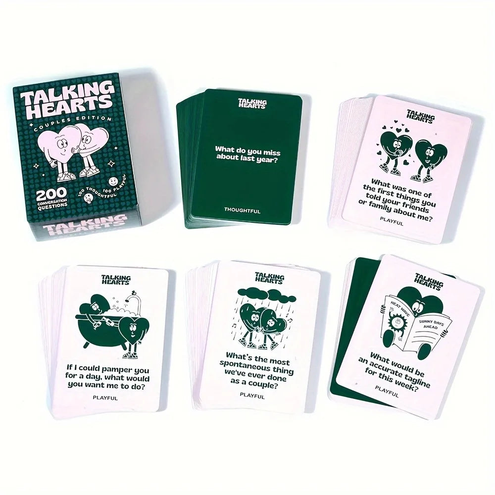 Talking Hearts Conversation Cards – 200 Questions for Couples | Date Night Card Game & Relationship Building Activity
