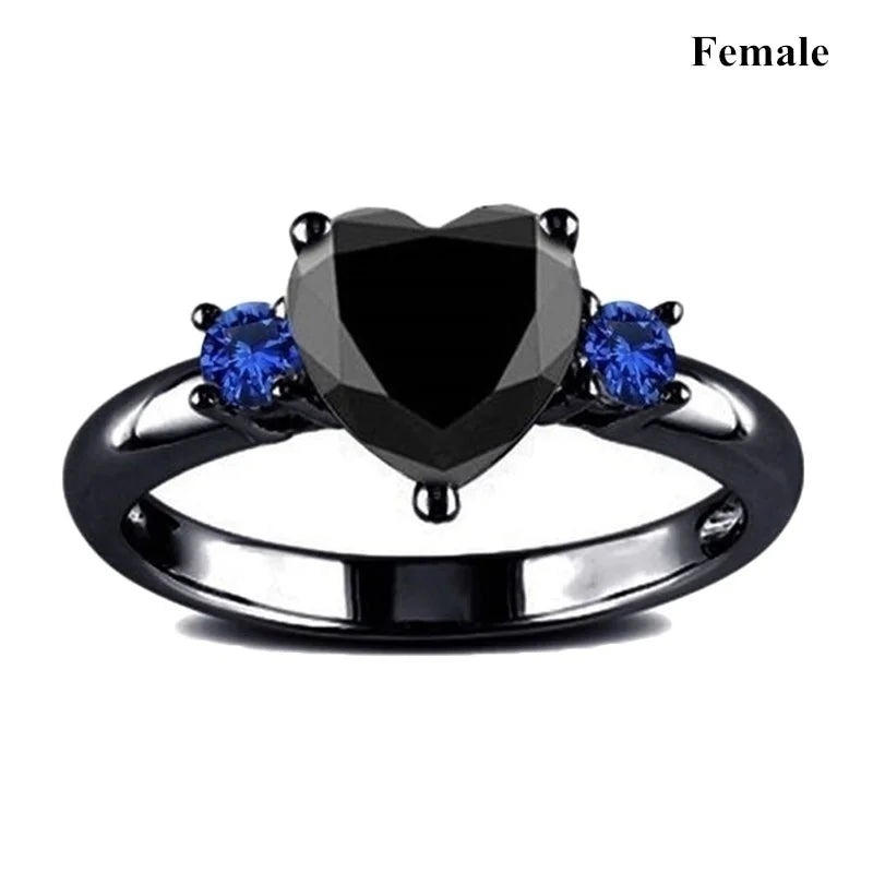 Couple Rings For Women White Rhinestones Zirconia Rings Set Simple CZ Stainless Steel Men Ring Wedding Jewelry For Lover Gifts