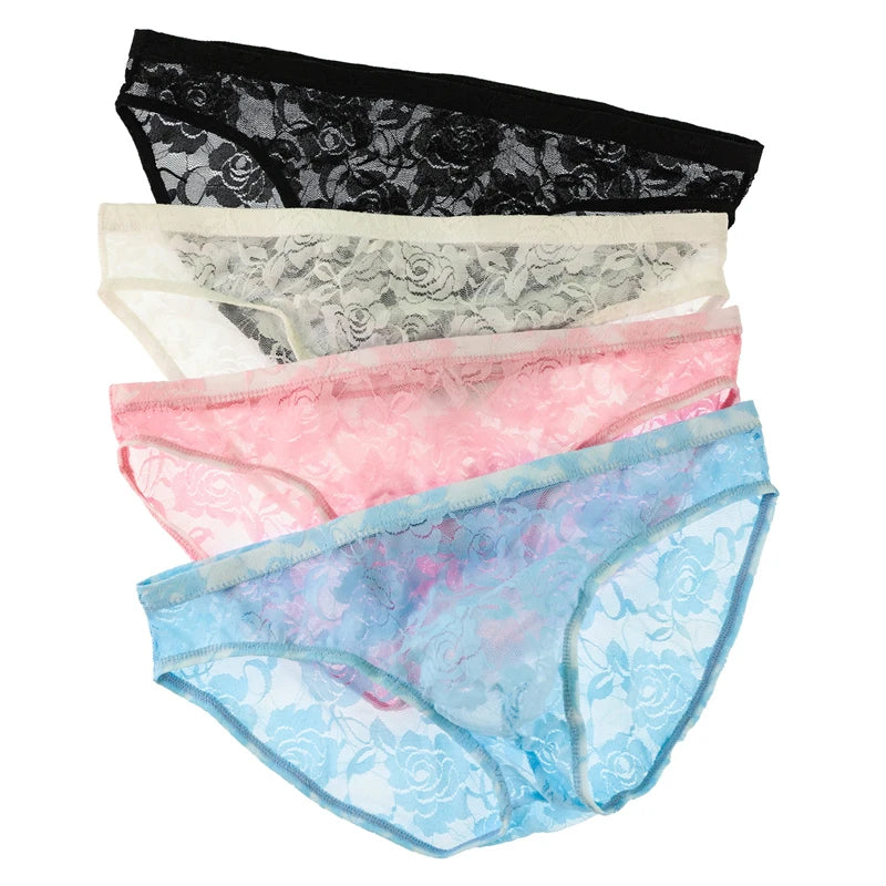 Men's Lace Mesh Sexy Underwear – Soft Elastic Intimate Briefs for Men
