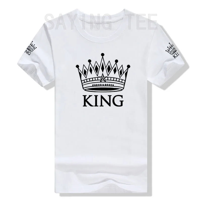 Matching Shirts for Couples Set for Him and Her King Queen T-Shirts Boyfriends Girlfriends Clothes Short Sleeve Graphic Tee Tops