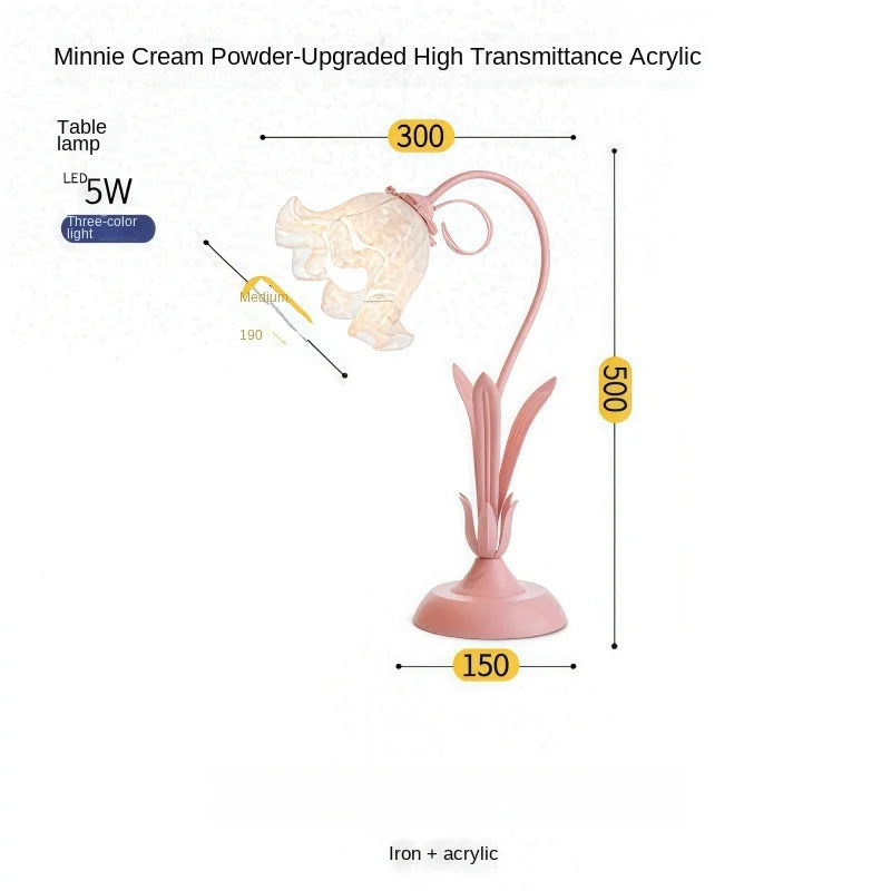 Romantic Flower LED Desk Lamp, Lace Petal Bedside Lamp, Adjustable Light, Suitable for Aesthetic Decoration in Girls' Bedrooms