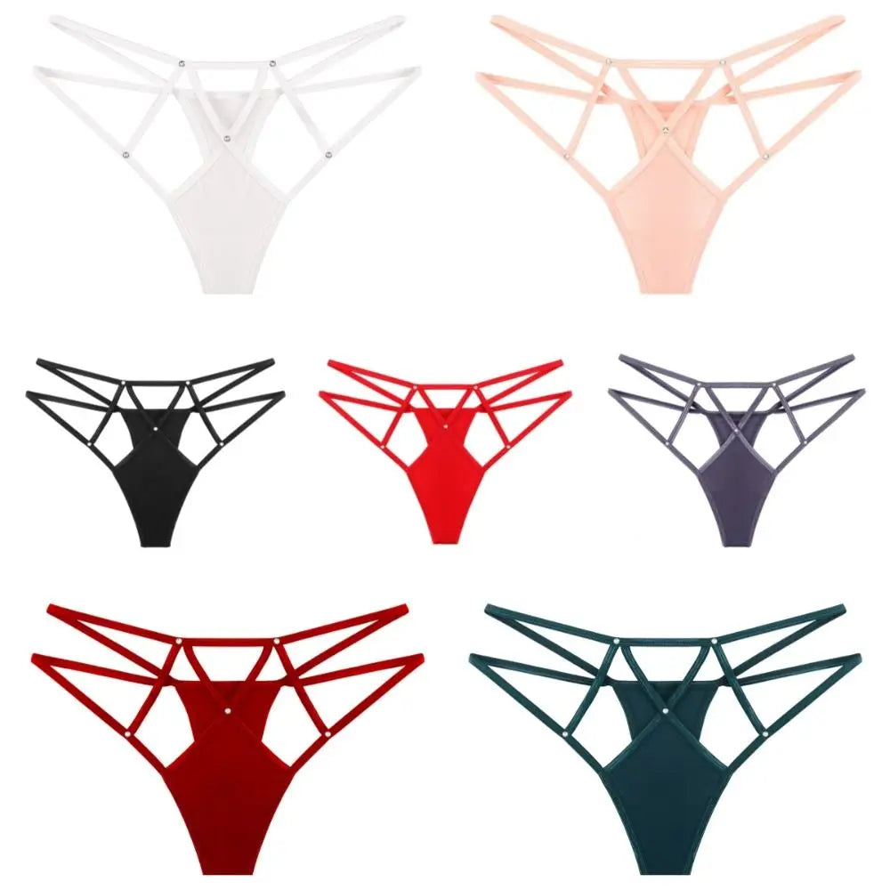Women's Sexy Lace Hollow Out Thong Panties – Low Rise G-String Underwear | Comfortable Nylon Ice Silk Intimate Wear