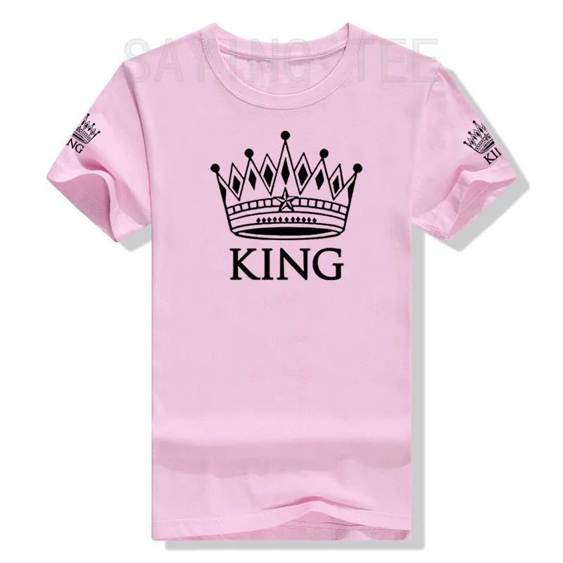 Matching Shirts for Couples Set for Him and Her King Queen T-Shirts Boyfriends Girlfriends Clothes Short Sleeve Graphic Tee Tops