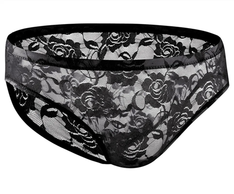Men's Lace Mesh Sexy Underwear – Soft Elastic Intimate Briefs for Men
