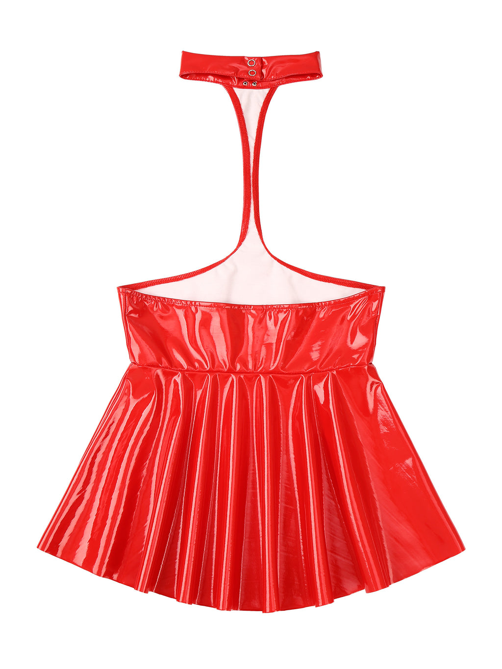 Women Mini Dress Female Sexy Lingerie Backless Open Chest Halter Ruffled Latex Skirt Pole Dance Party Nightclub Costume XXXXL