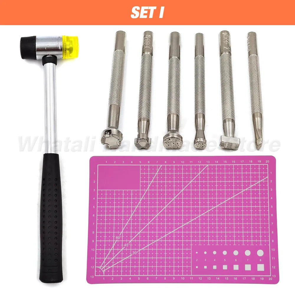 Professional Hand Sewing Leathercraft Tools Kit Saddle Groover Stitching Punch Carving Work Sets Tool For DIY Leather Accessory