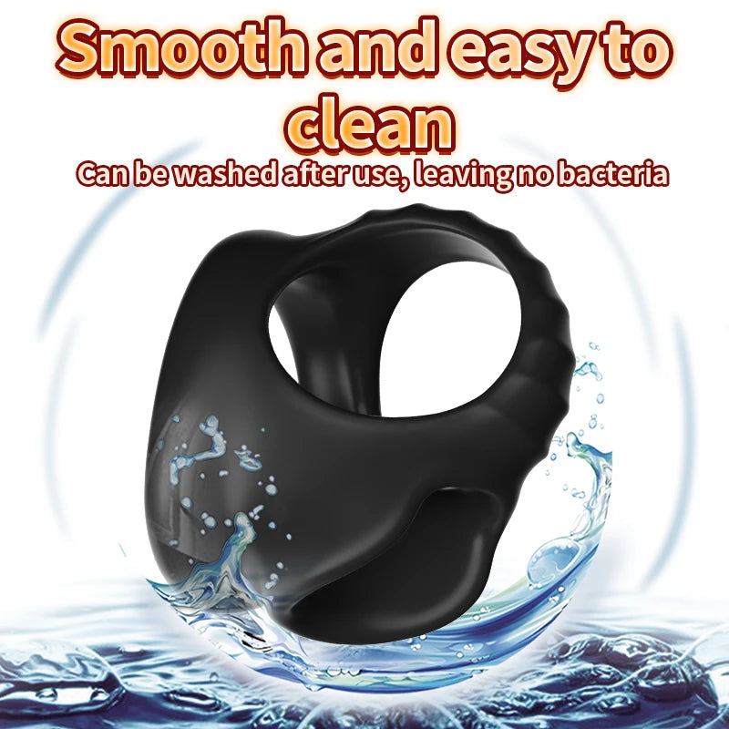 Reusable Silicone Penis Ring Delay Ejaculation Ball Scrotum Stretcher Triple Cockring Testicle Semen Lock BDSM Sex Toy for Men