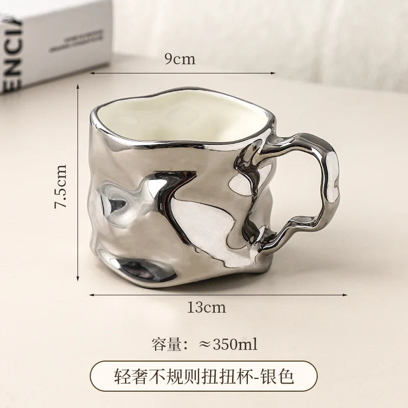 Irregular Ceramic Mugs Creative Coffee Cups Couple's Home Cups Ceramic Mugs Living Room Drinking Utensils Ceramic Mugs Gifts