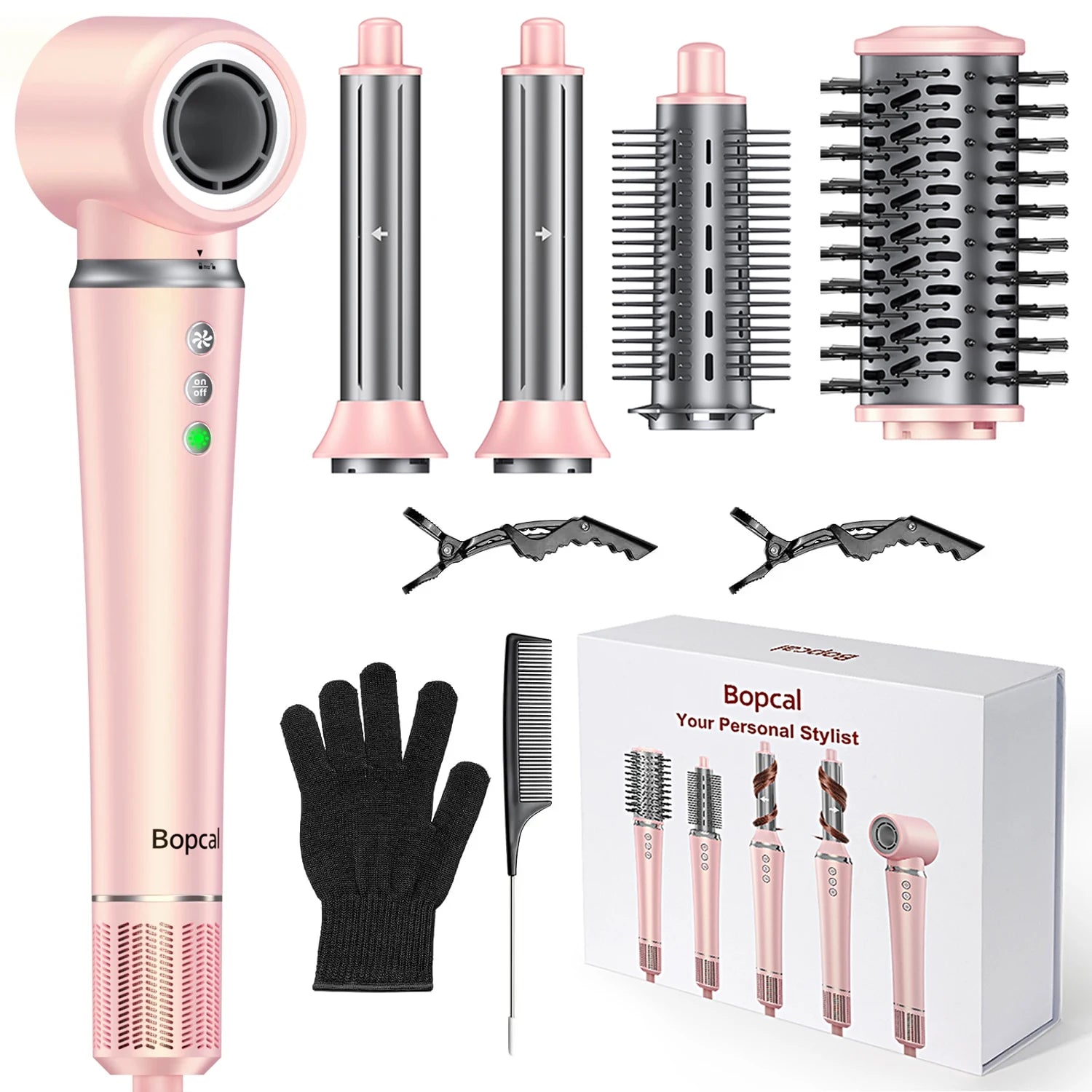 5 in 1 Hair Dryer,Multi Styling Tool,Straightener & 32mm Curling 300 Million Negative Ions Hair Care 1-3 Mins Quick Drying Gifts