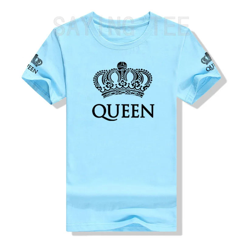 Matching Shirts for Couples Set for Him and Her King Queen T-Shirts Boyfriends Girlfriends Clothes Short Sleeve Graphic Tee Tops