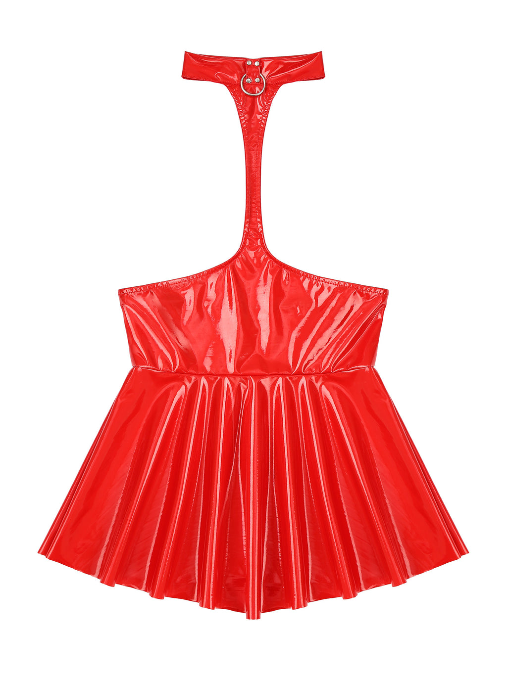 Women Mini Dress Female Sexy Lingerie Backless Open Chest Halter Ruffled Latex Skirt Pole Dance Party Nightclub Costume XXXXL