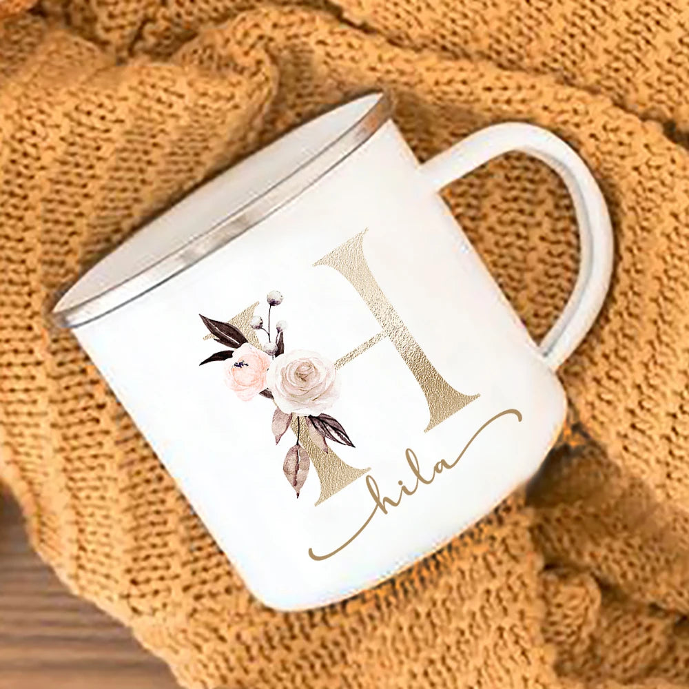 Floral Print Mugs Custom Name Coffee Juice Cups Wedding Bachelor Party Wine Cup Bridesmaid Bride Valentine's Day Christmas Gifts