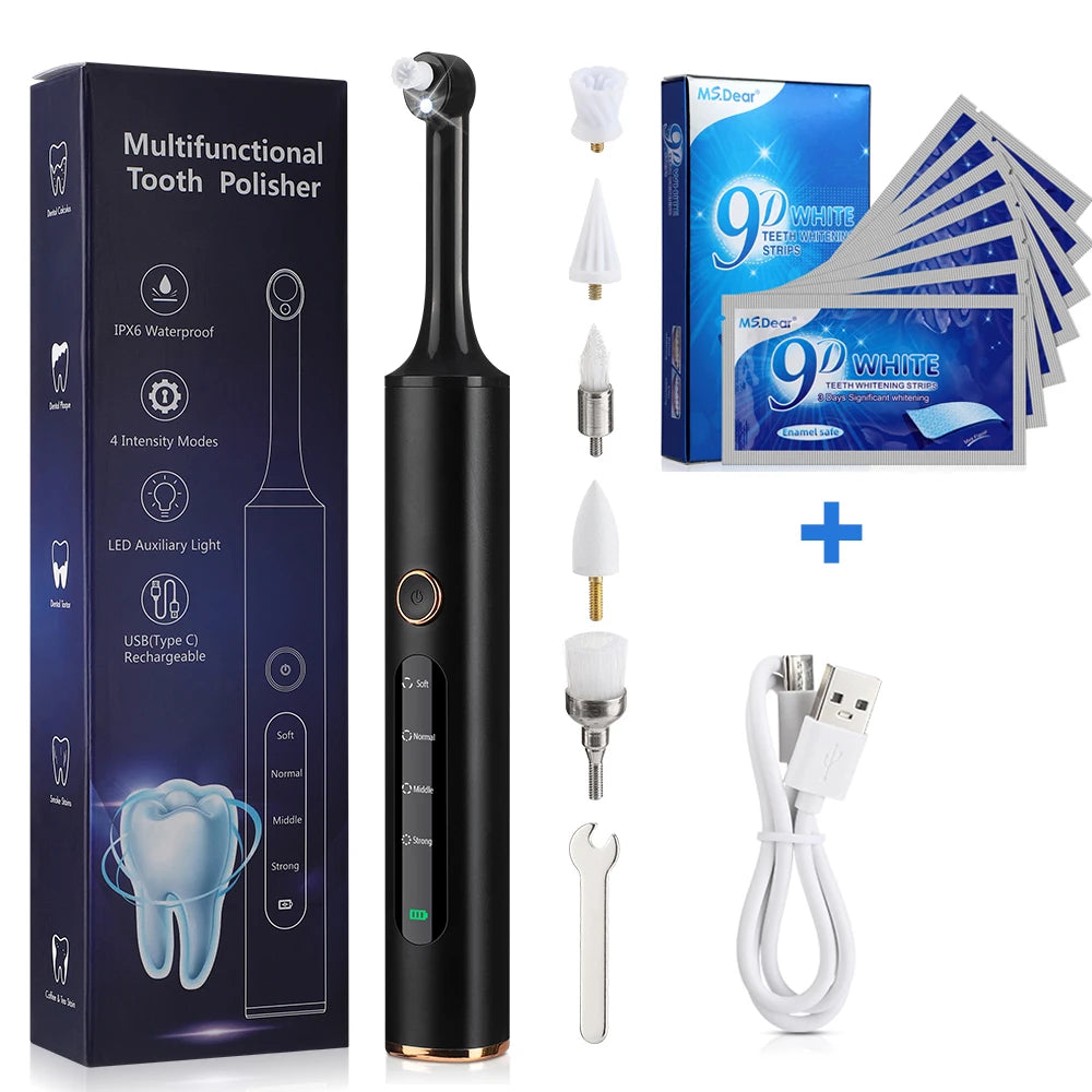 4 Modes Electric Tooth Polisher Teeth Whitening Strips Kit Plaque Calculus Tartar Remover Dental Stone Cleaner Dental Scaler