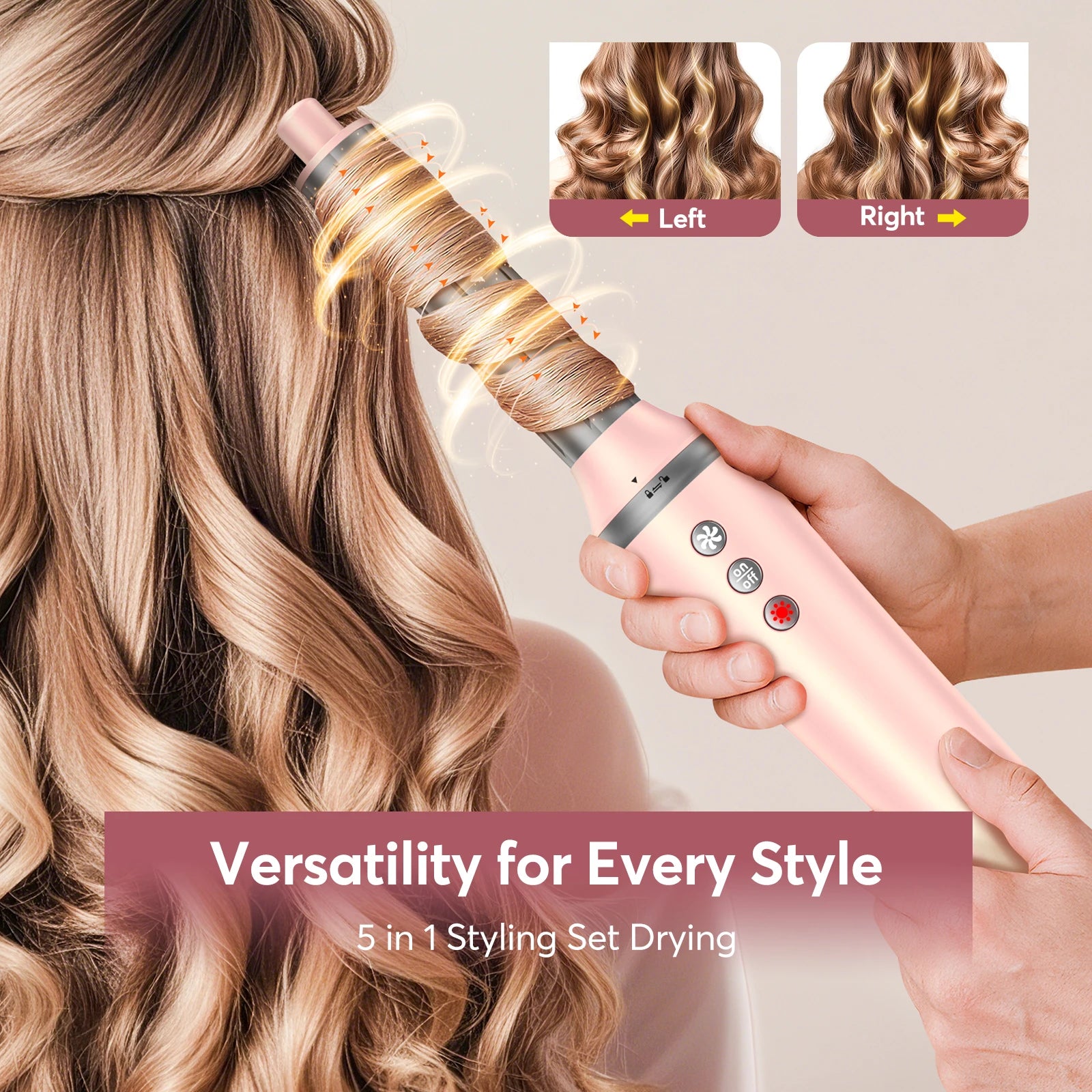5 in 1 Air Wrap Hair Styler Frizz-Free Auto Wrap Curler, High-Speed Hair Dryer, Straightening & & Blow Dryer Brush for Styling