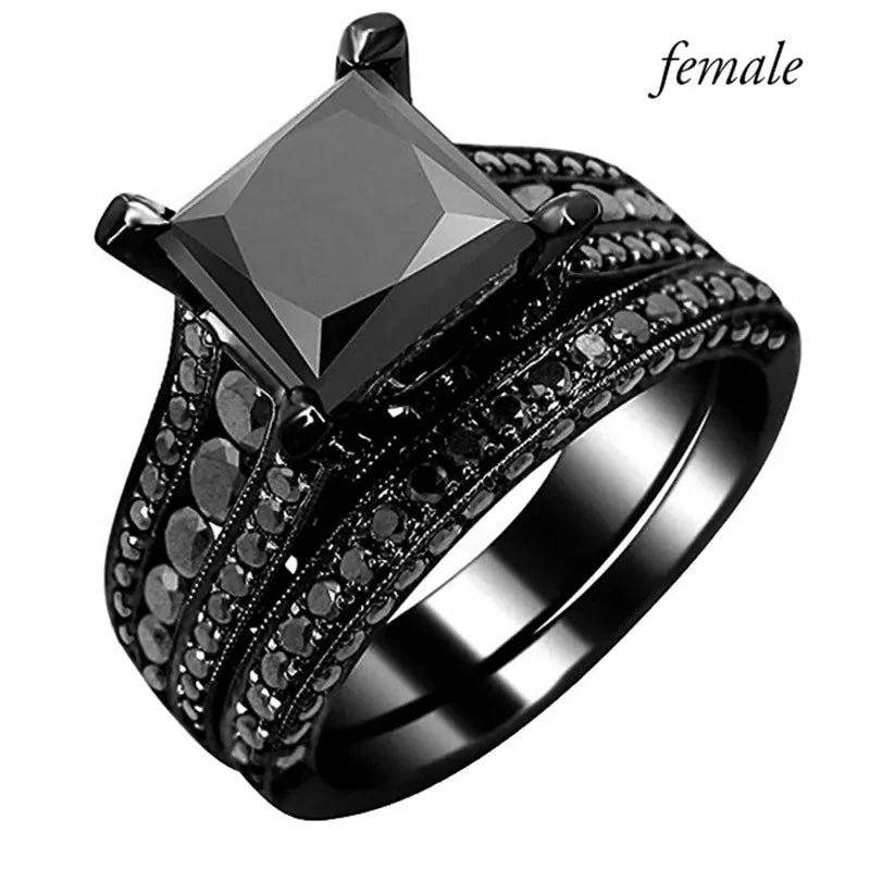 Couple Rings For Women White Rhinestones Zirconia Rings Set Simple CZ Stainless Steel Men Ring Wedding Jewelry For Lover Gifts