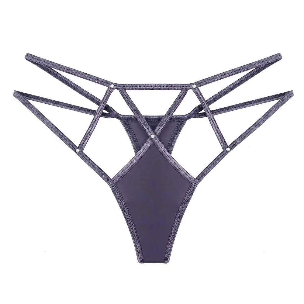 Women's Sexy Lace Hollow Out Thong Panties – Low Rise G-String Underwear | Comfortable Nylon Ice Silk Intimate Wear