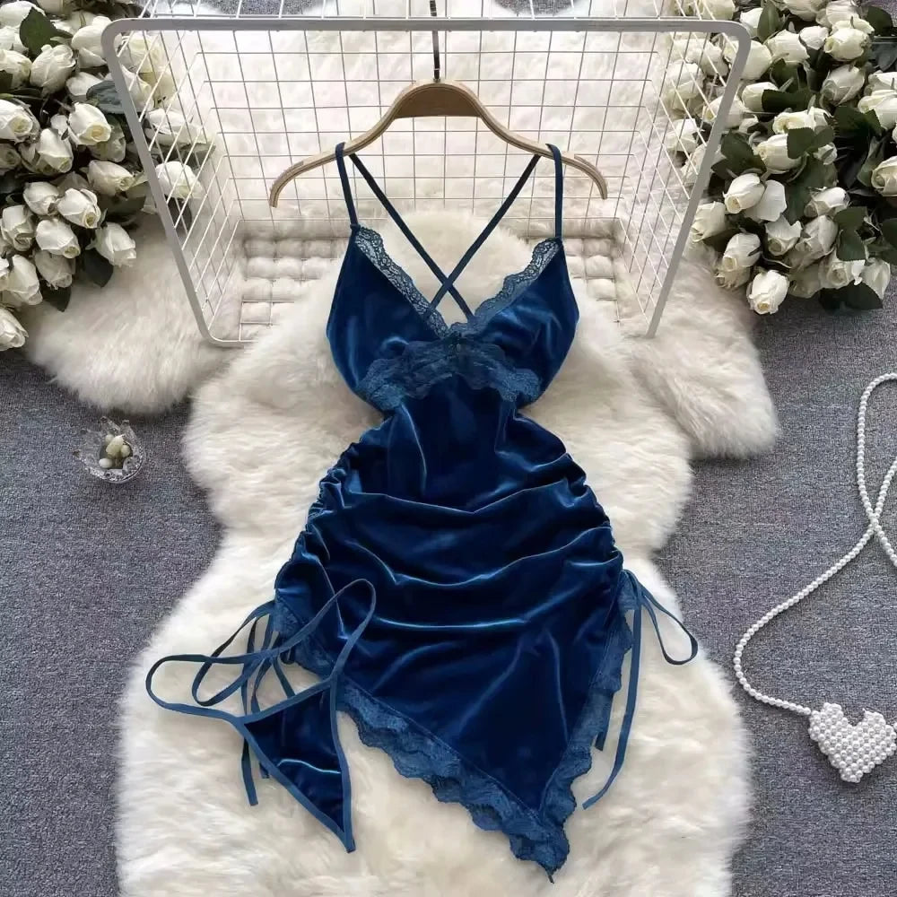Female Sleevless Halter Playsuits Lace Sheer Open Crotch Lingerie Rompers Women Erotic Hollow Out Sexy Bodysuits Bow Jumpsuit