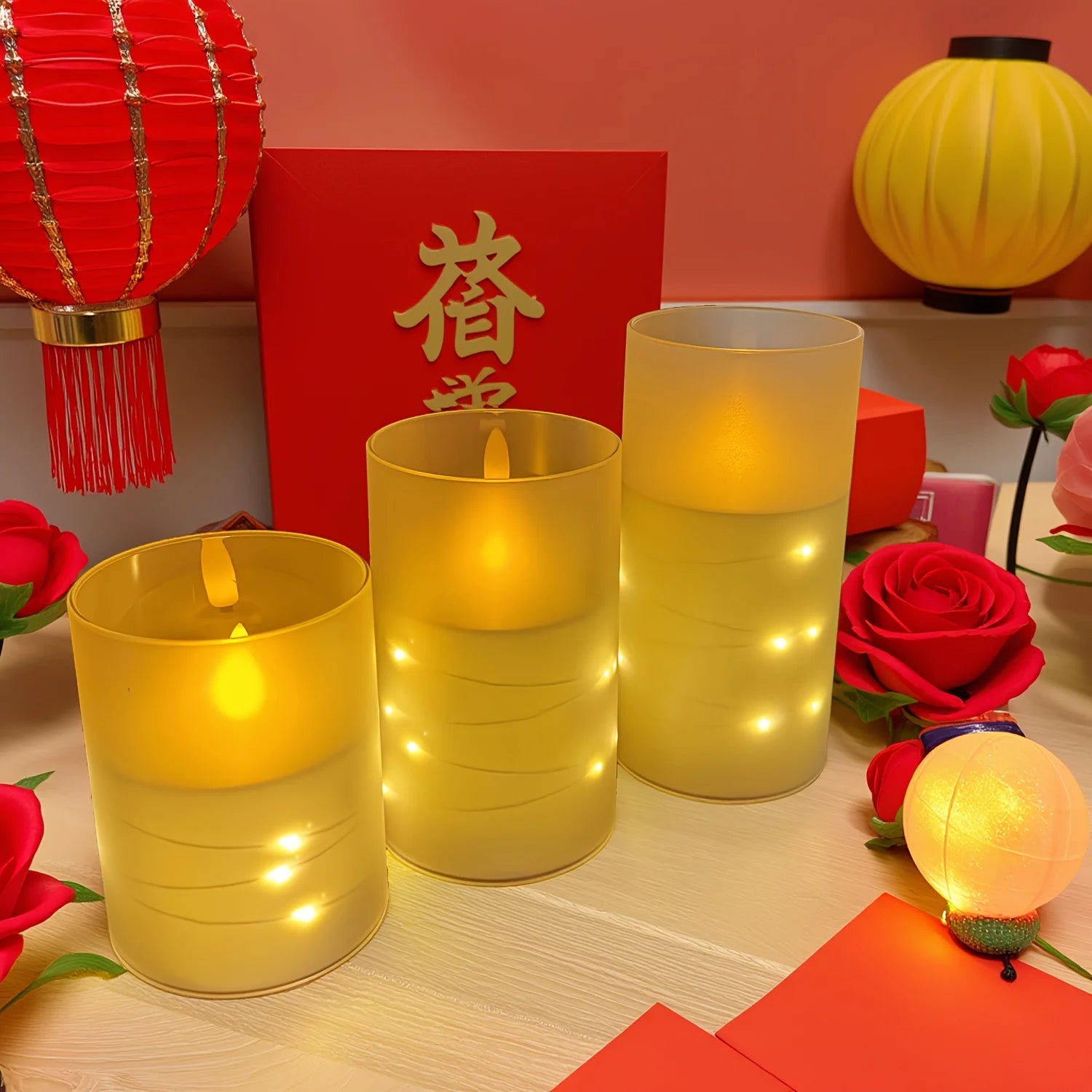 LED lights electronic candles LED candle decorations acrylic candles complete set of remote control timers Christmas and wedding