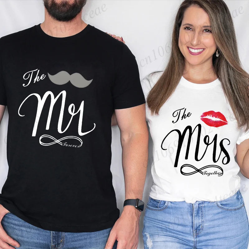 Personalized Mr. and Mrs. Shirt,Wifey Hubby T-shirts,Just Married Tops,Wedding Anniversary Gift,Matching Couples Lover Shirts