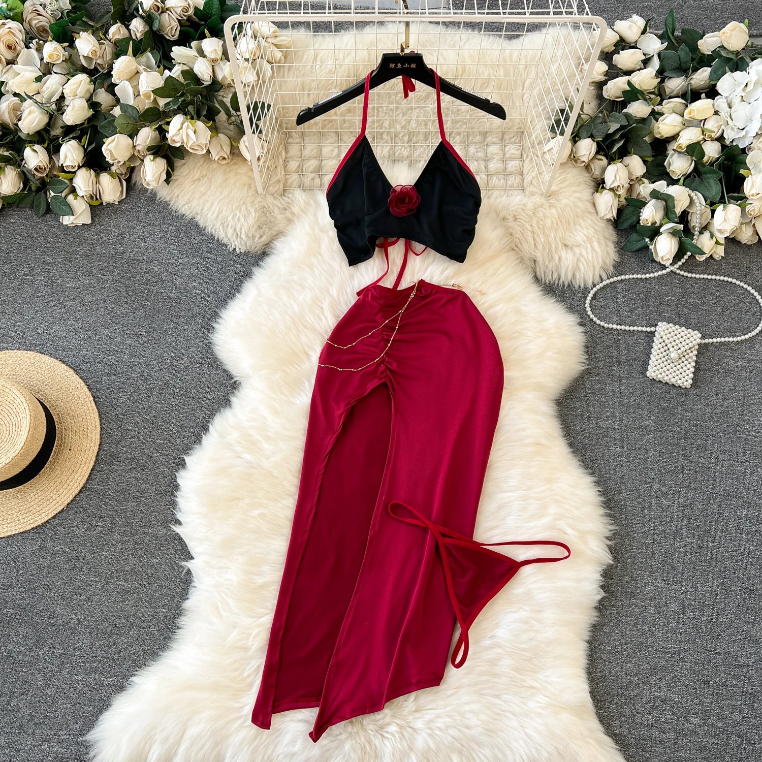 Sexy Lace Strap Jumpsuit Slim Fit Transparent Women's Pajamas Halter Playsuit Erotic Lingerie Catsuit Backless Hollowed Bodysuit