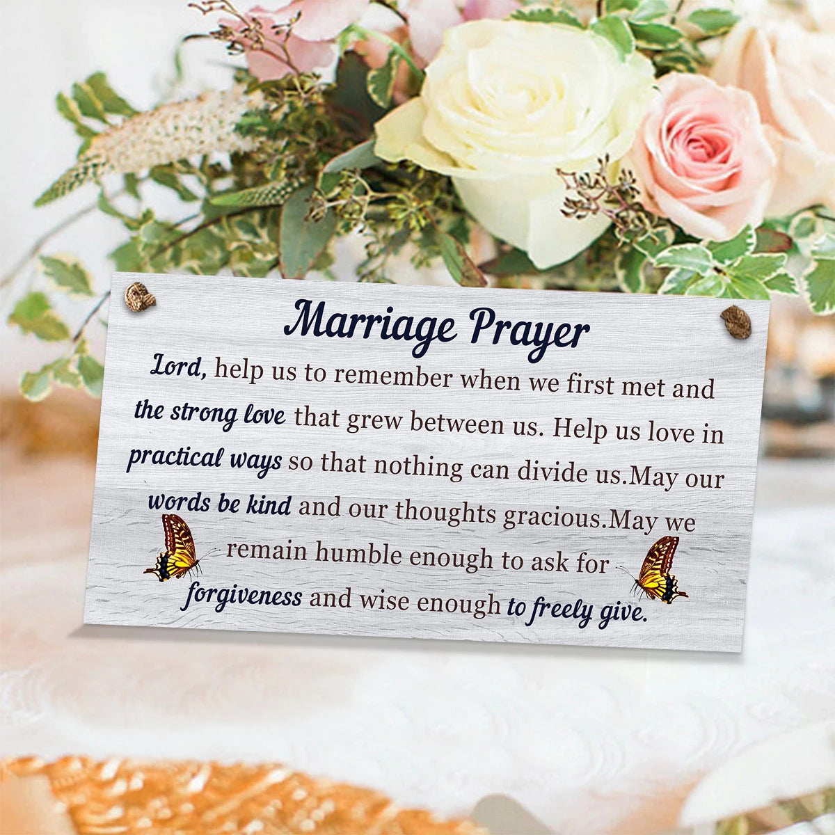 Marriage Prayer Wood Plaque,Decorative Wall Art Room Decor, Farmhouse Hanging Wood Sign,Christian Wall Decor,Wedding Decoration
