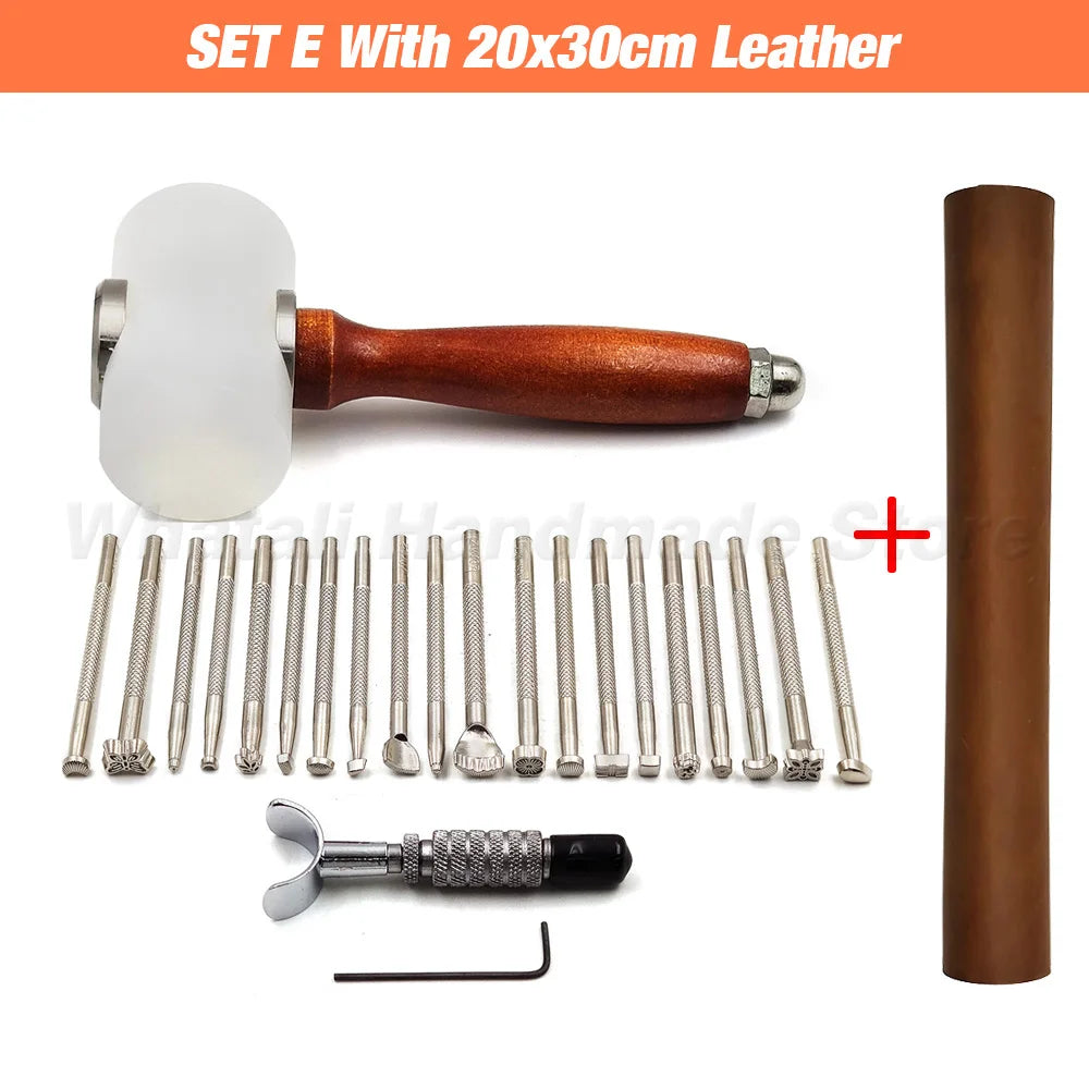 Professional Hand Sewing Leathercraft Tools Kit Saddle Groover Stitching Punch Carving Work Sets Tool For DIY Leather Accessory