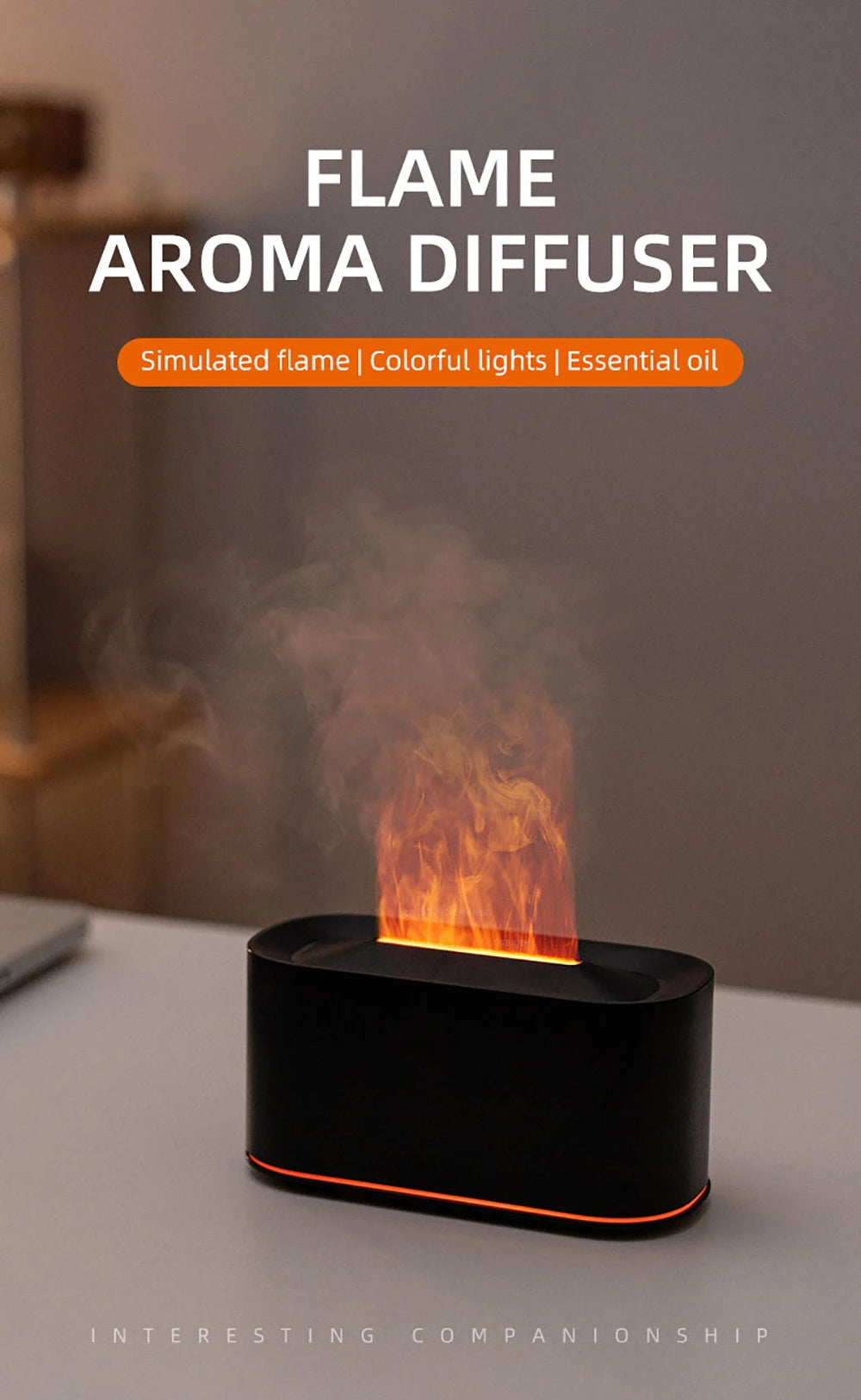 Colorful Flames Air Humidifier Essential Oils Humidifiers Flame Aroma Humidifier Fragrance Diffuser Home Aromatherapy Diffuser