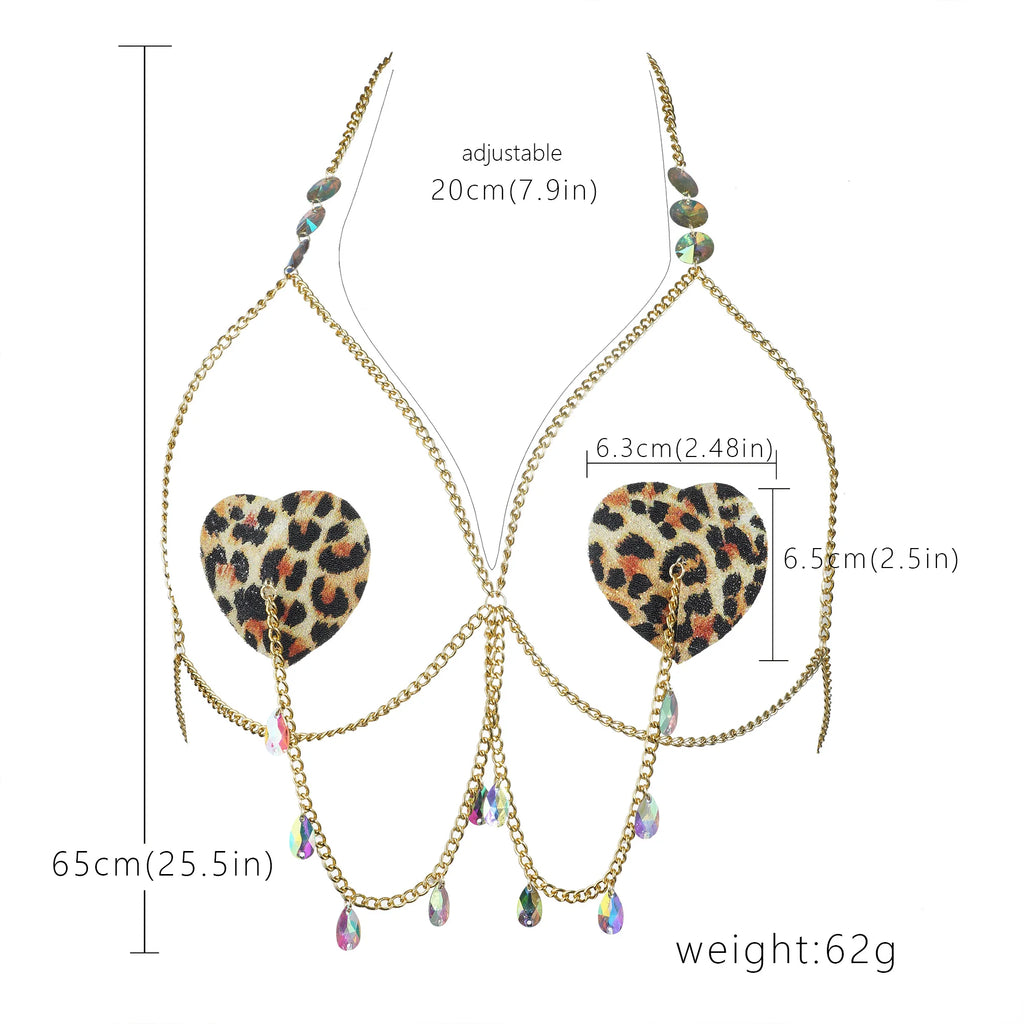 Sexy Metal Chain Linked Nipple Cover With Choker Nipple Pasties  Reusable Women Bondage Choker Collar Body Chain Sex Games Toys
