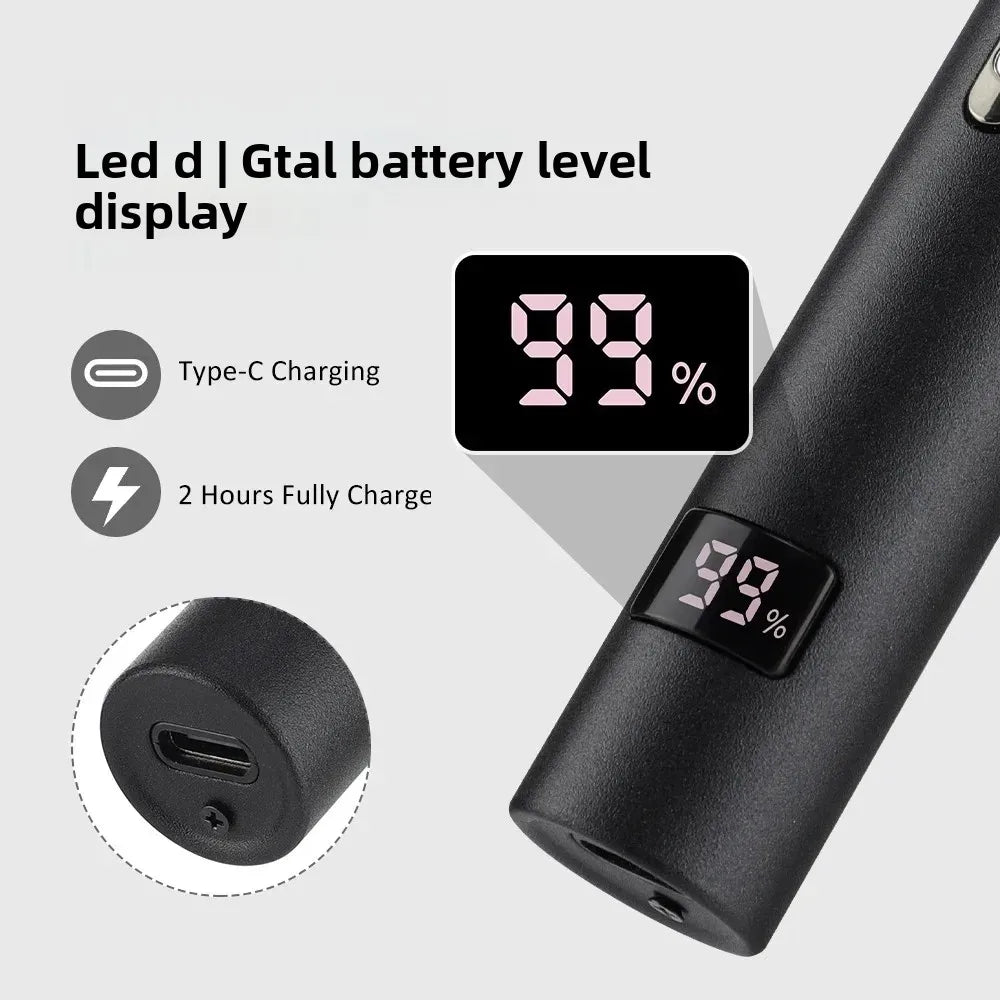 3 in 1 Electric Nose Hair Trimmer for Men Portable Digital Display Nose Ears Hair Eyebrow Trimmer 360° Roating Painless Safe