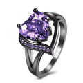 Fashion Couple Rings Romantic Women Heart Purple Rhinestones Zircon Ring Men's Women's Engagement Party Gift Jewelry Wholesale