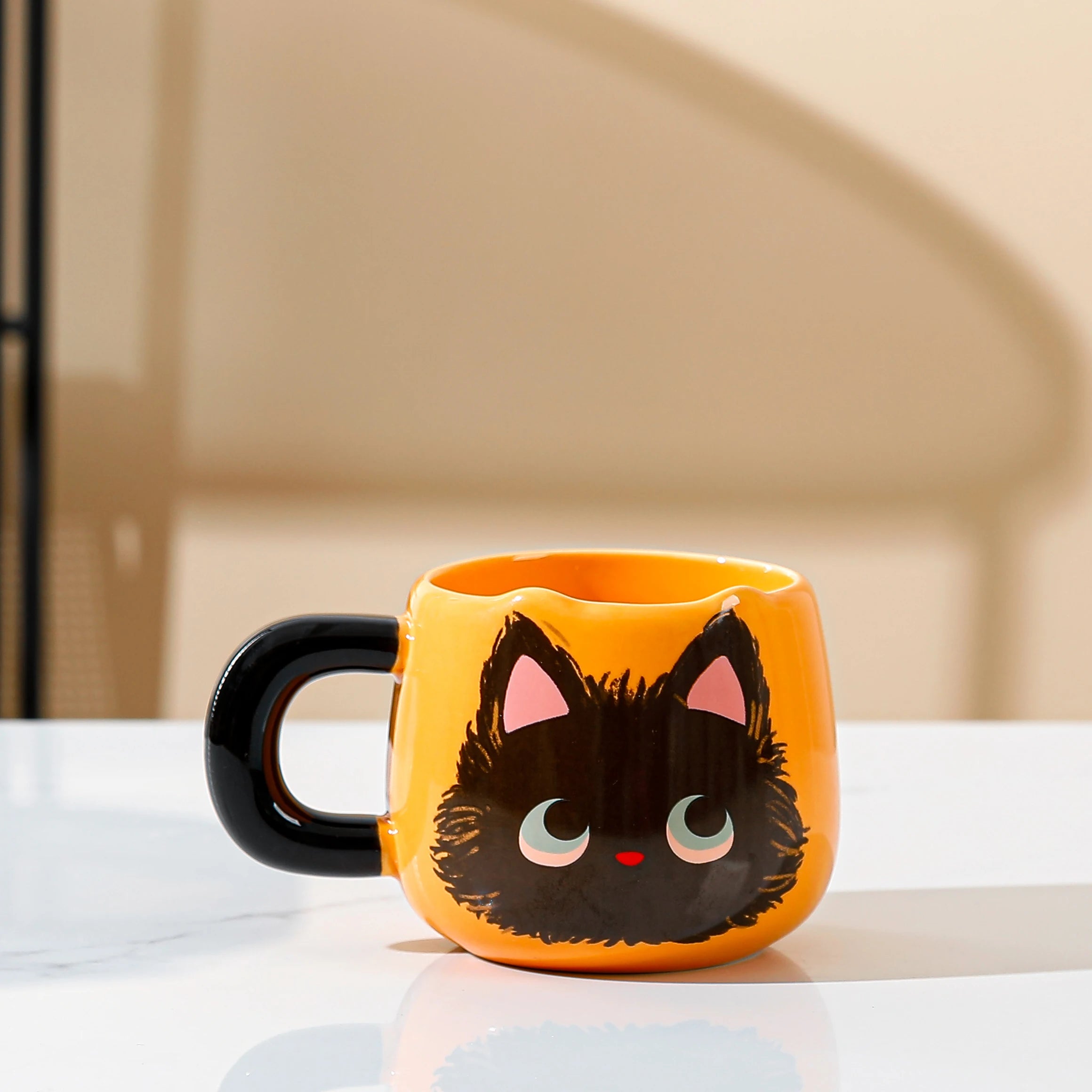 Ceramic  Head Mugs with Spoons Cute Animal Design Drinking Water Cups for Couples Home Office Birthday Gifts