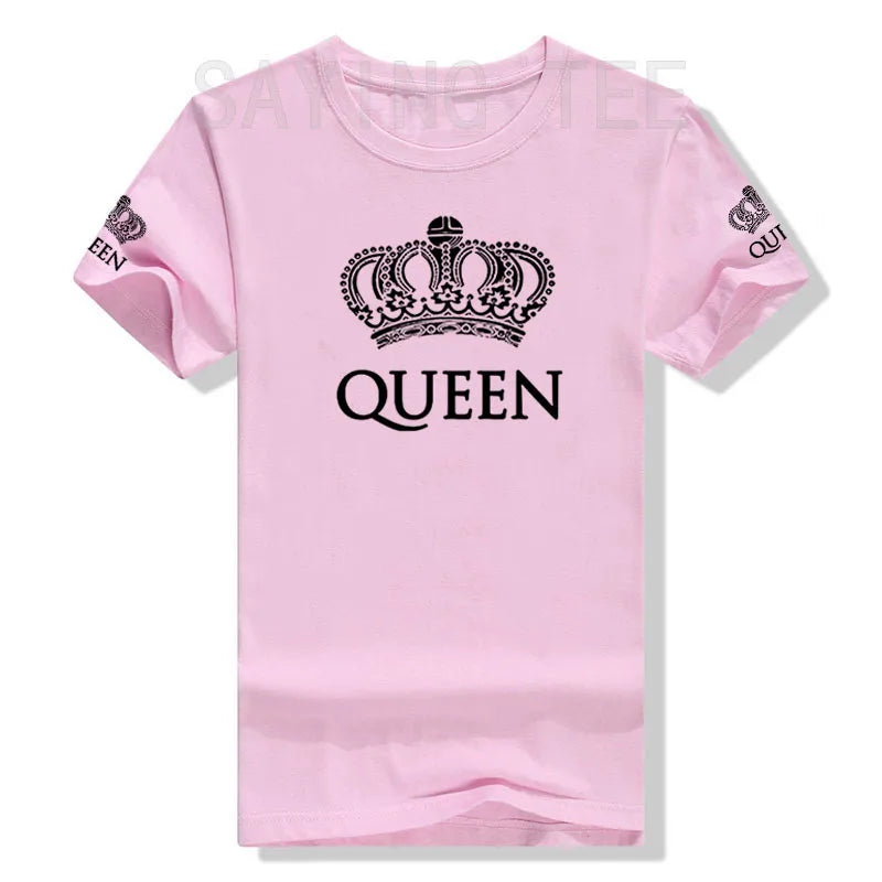 Matching Shirts for Couples Set for Him and Her King Queen T-Shirts Boyfriends Girlfriends Clothes Short Sleeve Graphic Tee Tops