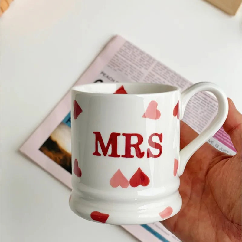 Creative Mr Mrs Coffee Mug Creative Dot Love Ceramic Cup for Couple Girl Drinking Water Cup Wedding Gift 400ml