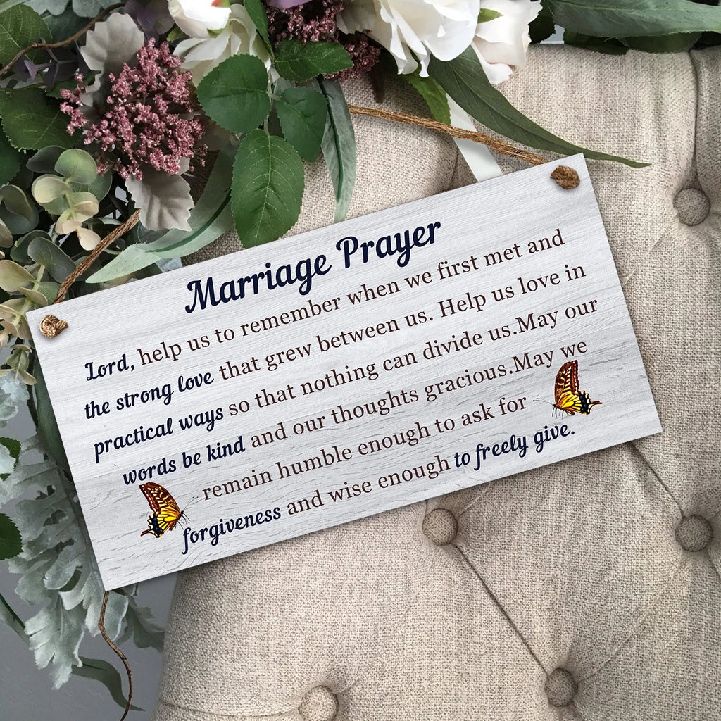 Marriage Prayer Wood Plaque,Decorative Wall Art Room Decor, Farmhouse Hanging Wood Sign,Christian Wall Decor,Wedding Decoration