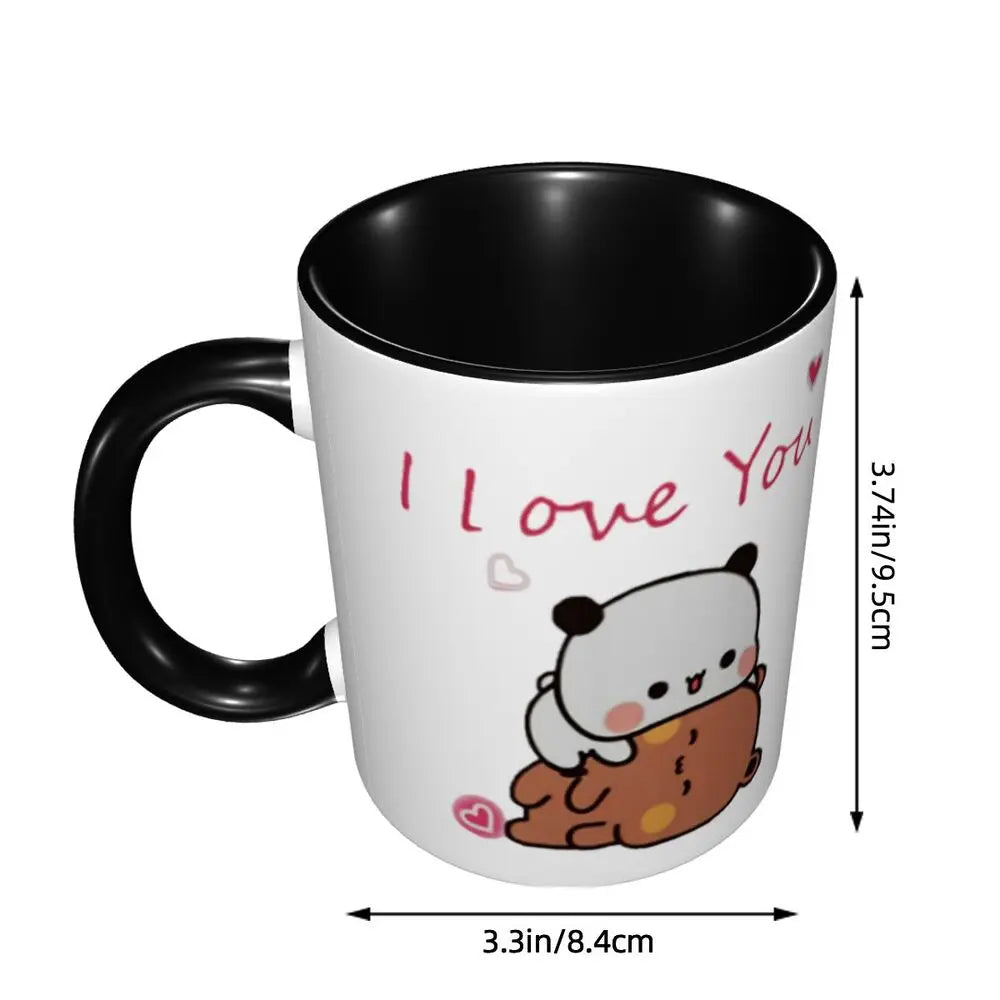 Panda And Brownie Coffee Mug DIY Custom True Love BuBu DuDu Couple Ceramic Mug Cup Creative Present